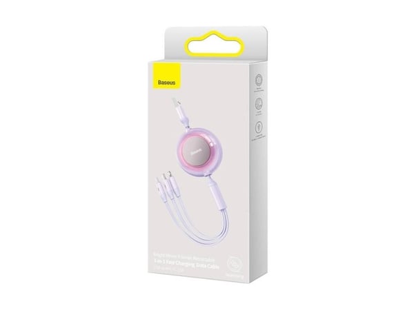 Baseus Bright Mirror 2 3-i-1 USB-kabel, mikro-USB / Lightning / USB-C, flat, 3,5A, 1,1m (lilla)