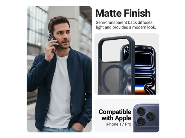 Crong CRGHMMIP1763PNBL, Etui, Apple, iPhone 17 Pro, Marineblå, Translucent
