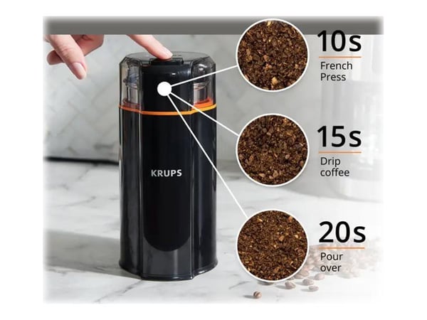 Krups Silent Vortex GX332810 - Krydder/kaffe-kvern - 175 W - svart