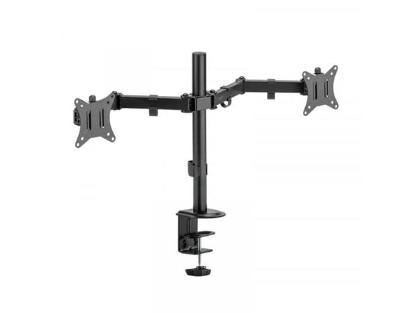 LogiLink dobbel monitorarm, armlengde: 376 mm, sort med bordklemme, lastekapasitet: 9 kg hver, laget av sort stål, - 1 stk (BP0172)