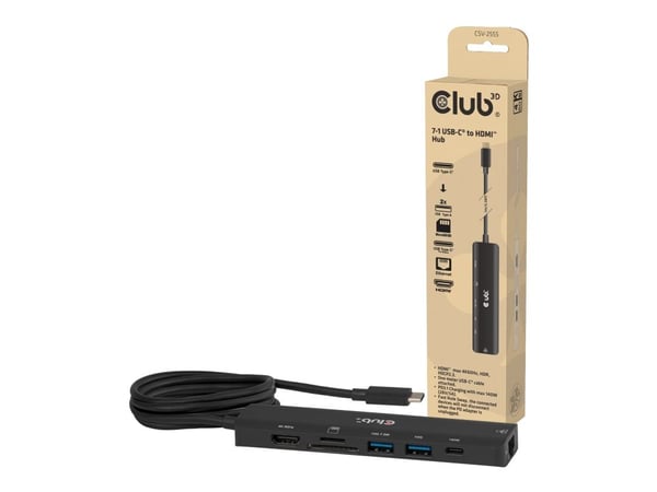CLUB3D CSV-2555, kablet, 1000 Mbps, svart, 136 mm, 34 mm, 94,5 mm
