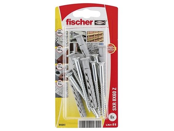 Fischer 94641, Skruer og plugger-sett, Murstein, Nylon, Pozidriv, PZ3, CE
