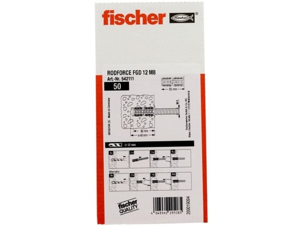 Fischer 542111, Veggplugg, Murstein, Betong, 35 mm, 1,2 cm, 4 cm, 50 stykker