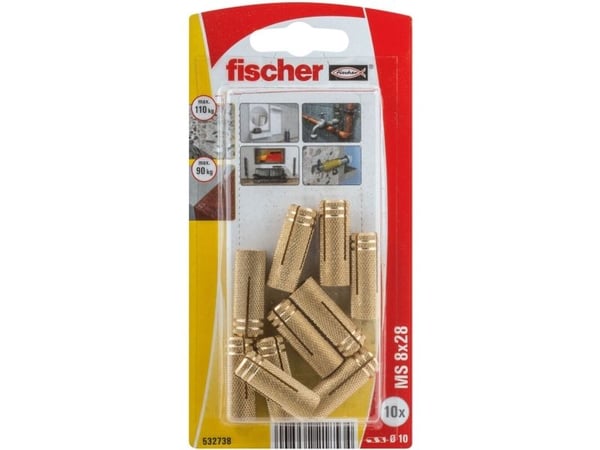Fischer 532738, Veggplugg, Murstein, Betong, M8, 28 mm, 1 cm, 3,5 cm