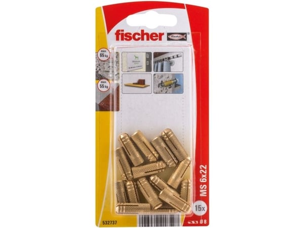 Fischer 532737, Veggplugg, Murstein, Betong, M6, 22 mm, 8 mm, 2,7 cm