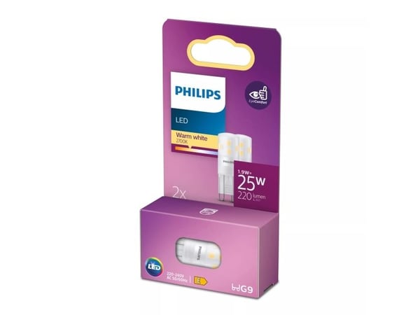Philips - Halogen lyspære / LED lyspære - form: kapsel - mattslipt finish - G9 - 1.9 W (ekvivalent 25 W) - klasse E - varmt hvitt lys - 2700 K (en ...