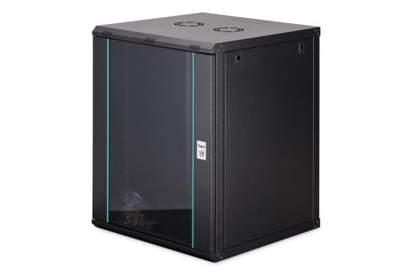 DIGIT Dynamic 19 16U rack 600x600 veggmontert nettverksskap, glassdør, svart, ikke sammenleggbar, 60 kg