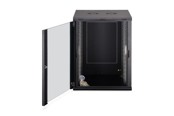 DIGIT Dynamic 19 16U rack 600x600 veggmontert nettverksskap, glassdør, svart, ikke sammenleggbar, 60 kg