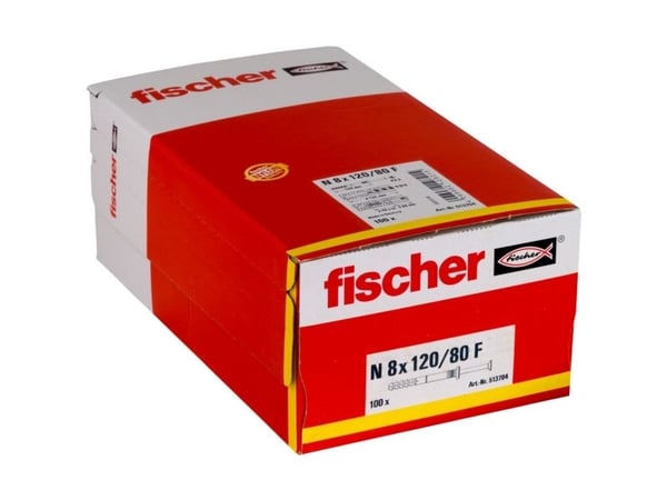 Fischer 513704, Skrue- og veggpluggsett, Murstein, Betong, Pozidriv, PZ3, 120 mm, 8 mm