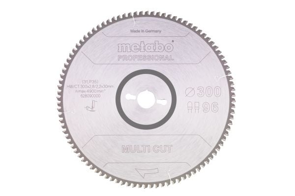 Metabo 628090000, Tungsten Carbide Tipped (TCT), Kopper, Løvtre, Aluminium, Laminat, Plast, Bronse, MDF, Sponplate, 30 cm, 3 cm, 2,2 mm, 4900 RPM