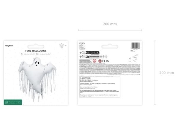 PartyDeco Ghost, Dekorasjon, Folie, Hvit, Bilde, Halloween, Alle kjønn