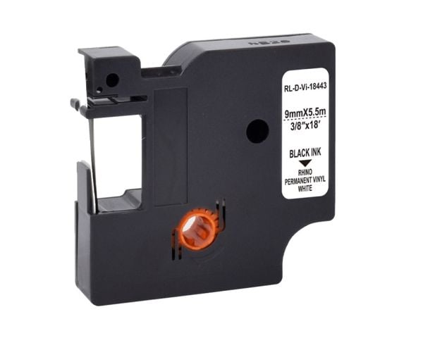 G&G 21706, Svart på hvitt, Kontinuerlig etikett, Svart, Vinyl, DYMO, 9 mm