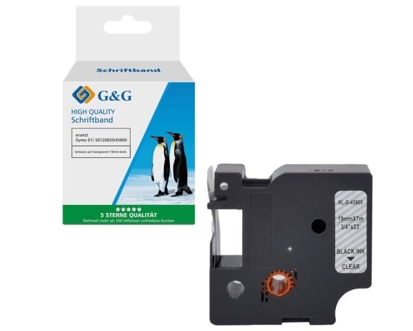 G&G 20980, Svart på gjennomsiktig, Kontinuerlig etikett, D1, Svart, DYMO, Dymo LabelManager 160 Dymo LabelManager 350 Dymo LabelManager 350D Dymo L... G&G 20980, Svart på gjennomsiktig, Kontinuerlig etikett, D1, Svart, DYMO, Dymo LabelManager 160 Dymo LabelManager 350 Dymo LabelManager 350D Dymo L...