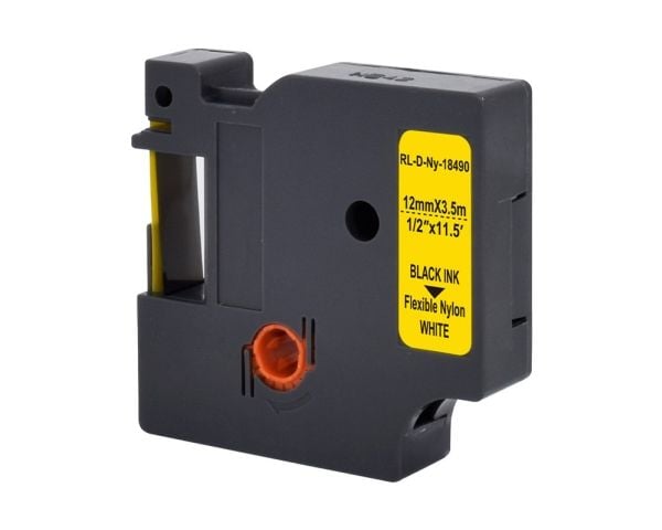 G&amp;G 21707, Svart på gul, Fortløpende etikett, Svart, Nylon, DYMO, 1,2 cm