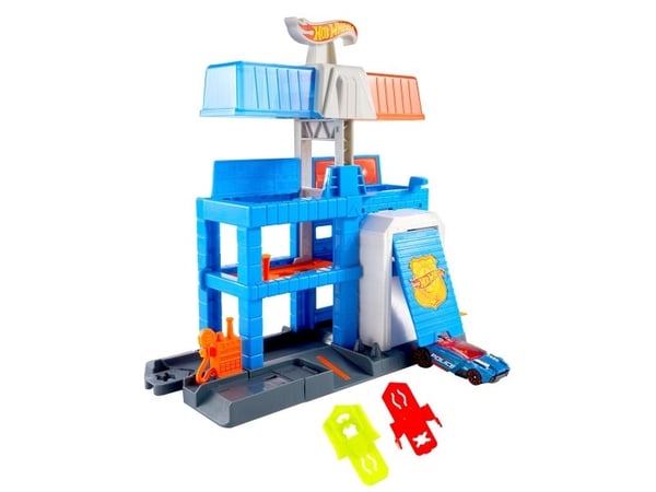 Hot Wheels City Downtown Police Tower, Ajoneuvo ja ratasetti, 3 vuosi/vuosia, Muovi, Monivärinen