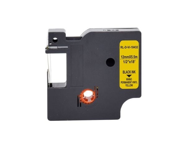 G&amp;G 21705, Svart på gul, Fortløpende etikett, Svart, Vinyl, DYMO, 1,2 cm