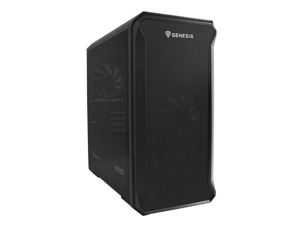 Genesis Irid 503 - Tower - micro ATX - genomskinlig sidopanel (härdat glas) - ingen strömförsörjning (ATX) - svart - USB/ljud