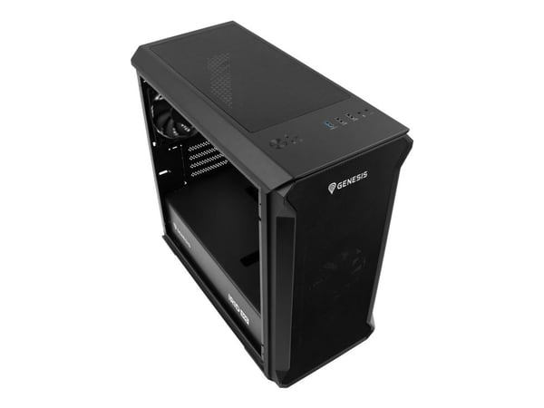Genesis Irid 503 - Tower - micro ATX - genomskinlig sidopanel (härdat glas) - ingen strömförsörjning (ATX) - svart - USB/ljud