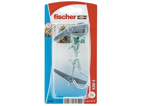 Fischer 84342, Hult vegganker (molly), Murstein, Betong, Gipsfiberplate, Metall, Sølv, CE, 95 mm