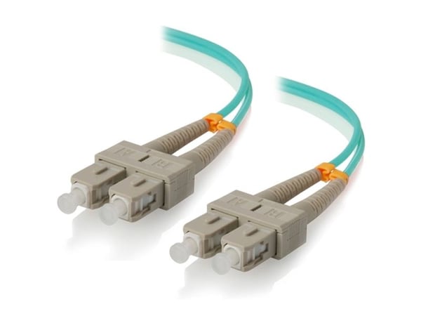 DELTACO - Koblingskabel - SC flermodus til SC flermodus - 1.5 m - 1.5 m - fiberoptisk - dupleks - OM3 - halogenfri, toretnings - blå