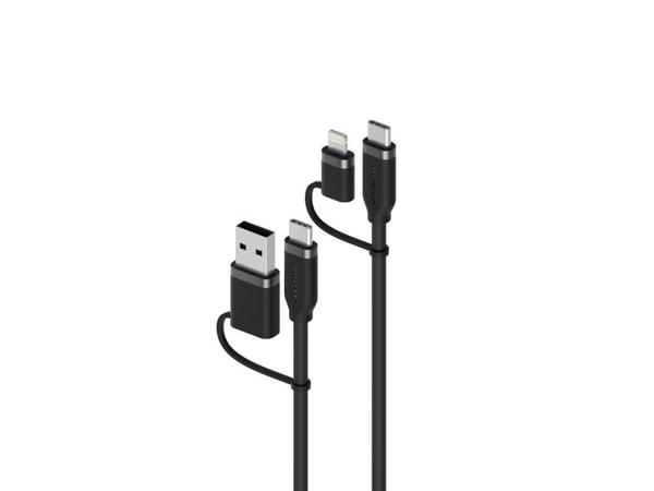 ALOGIC - USB-kaapeli - Lightning, USB-C (uros) - USB, USB-C (uros) - 1,5 m - 4-in-1, joustava, jopa 100W latausteho - musta - musta
