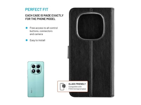 Fixed Fixed Opus | Bokhylle | Xiaomi | Redmi Note 14 Pro 5G/POCO X7 | Skinn | Svart
