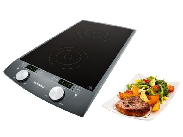 Hyundai IND 233, Svart, Benkeplate, 31 cm, Sonebasert induksjon, Glass-keramikk, 2 zone(s)