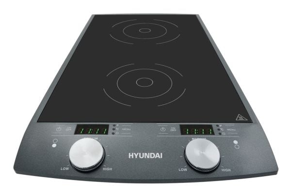Hyundai IND 233, Svart, Benkeplate, 31 cm, Sonebasert induksjon, Glass-keramikk, 2 zone(s)