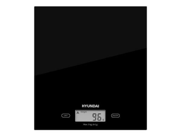 Hyundai KVE 893B, Elektronisk kjøkkenvekt, 5 kg, 1 g, Svart, Glass, Benkeplate