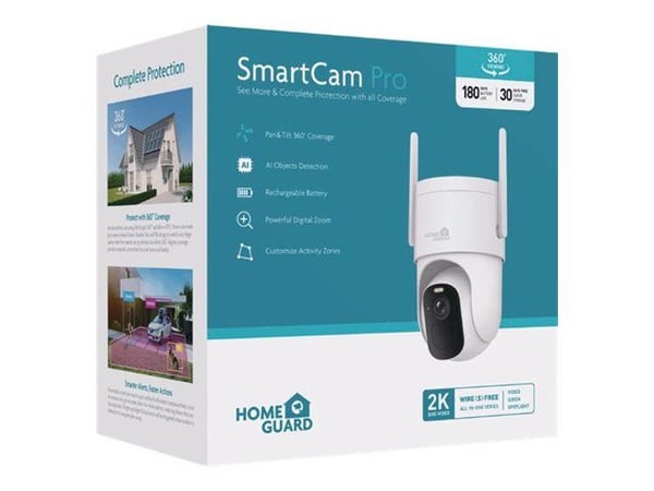 Homeguard SmartCam Pro - Nettverksovervåkingskamera - panorering / tipping - lite tårn - værbestandig - farge (Dag og natt) - 3 MP - 2304 x 1296 - ...
