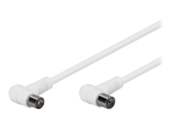 goobay - Antennkabel - IEC-kontakt kontakt vinklad till IEC-kontakt mottagare vinklad - 1.5 m - dubbelt skärmad koaxial - 80 dB - vit