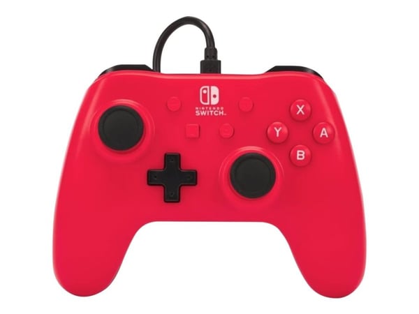 PowerA - Håndkonsoll - kablet - bringebærrød - for Nintendo Switch, Nintendo Switch 2, Nintendo Switch OLED