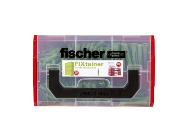 Fischer FIXtainer - UX, Kiinnitystulppa, Betoni, Muovi, Muovi, Vihreä, 210 kpl