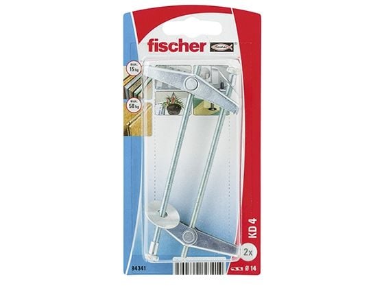 Fischer 84341, Hult vegganker (molly), Murstein, Betong, Gipsfiberplate, Gipsplater, Metall, Sølv, CE, 105 mm