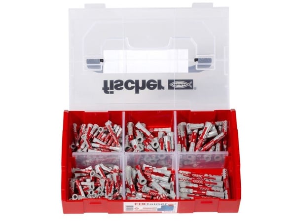 Fischer FIXtainer - DUOPOWER, Ekspansjonsanker, Betong, Metall, Plastikk, Grå, 210 stykker, Boks