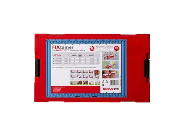 Fischer FIXtainer - DUOPOWER, Ekspansjonsanker, Betong, Metall, Plastikk, Grå, 210 stykker, Boks