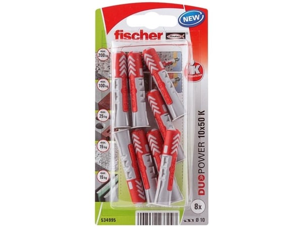Fischer DuoPower 10 x 50 K NV Rawlplug 50 mm 534995 1 sarja 534995 1 sarja