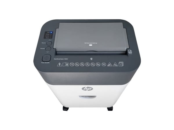 Hewlett Packard (HP) HP ONESHRED automatisk makuleringsmaskin 100CC hvit/grå