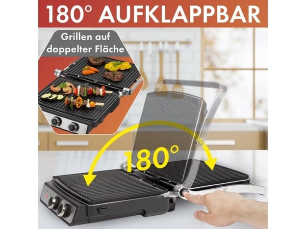 ProfiCook PC-KG 1264, Sort, Rustfritt stål, Rustfritt stål, 230 x 290 mm, 180°, 2000 W, 220 - 240 V