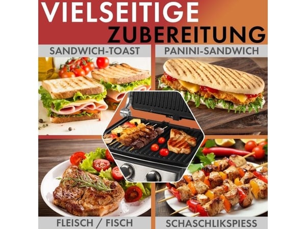 ProfiCook PC-KG 1264, Sort, Rustfritt stål, Rustfritt stål, 230 x 290 mm, 180°, 2000 W, 220 - 240 V