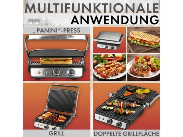 ProfiCook PC-KG 1264, Sort, Rustfritt stål, Rustfritt stål, 230 x 290 mm, 180°, 2000 W, 220 - 240 V