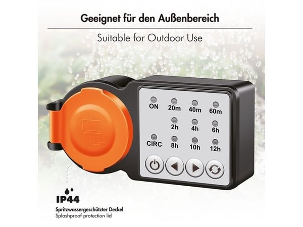 LogiLink ET0015, Daglig/ukentlig, Sort, Oransje, Digitalt, Knapper, Polykarbonat (PC), IP44
