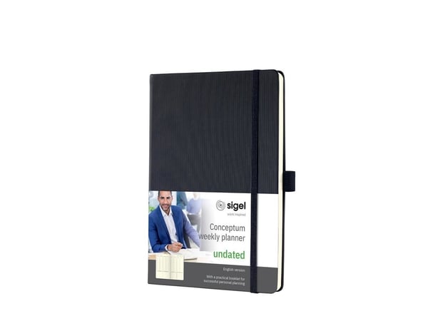 Sigel CO701, Ukentlig avtalebok, Innbundet (hardcover), 192 sider, Svart, 53 weeks, A5
