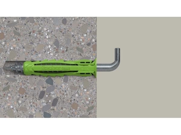 Fischer 567871, Skruekrok og veggpluggsett, Lettbetong, Murstein, Betong, Gipsfiberplate, Murverk, Grønn, Tyskland, 6 mm, 4,5 cm