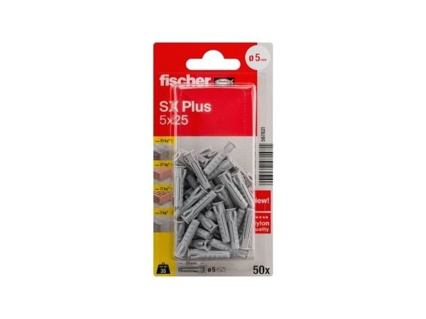 Fischer 567821, Ekspansjonsanker, Lettbetong, Murstein, Betong, Gipsblokk, Murverk, Nylon, Tyskland, 5 mm, 25 mm
