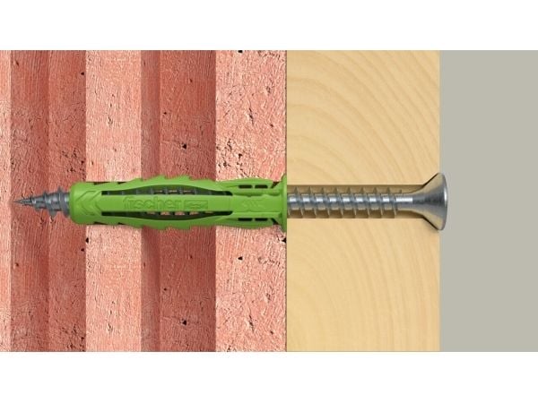 Fischer 567863, Muuriankkuri, Höyrykarkaistu kevytbetoni, Tiili, Betoni, Kipsikuitulevy, Muuraus, Vihreä, Saksa, 8 mm, 40 mm