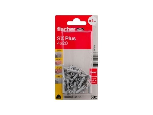 Fischer 567820, Ekspansjonsanker, Lettbetong, Murstein, Betong, Gipsblokk, Murverk, Nylon, Grå, Tyskland, 4 mm