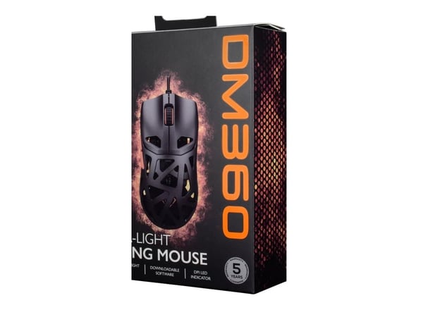 DELTACO GAMING DM360 - Mus - ultra-lett 47 g, 3327 IC, 12400 DPI - kablet - USB