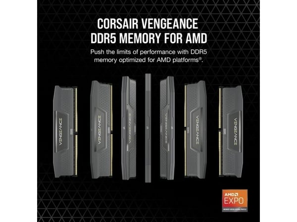 CORSAIR Vengeance - DDR5 - sett - 32 GB: 2 x 16 GB - DIMM 288-pin - 6000 MT/s / PC5-44800 - CL38 - 1.35 V - ikke-bufret - on-die ECC - grå