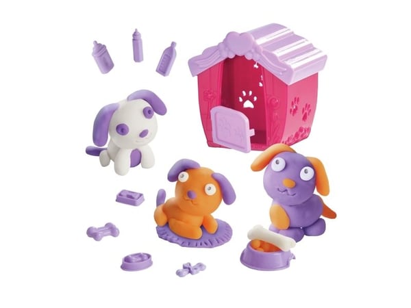 SES Creative Dough - Puppy''s, Modelleringsleire, Flerfarget, Barn, Plastbøtte, Gutt/Jente, 3 farger